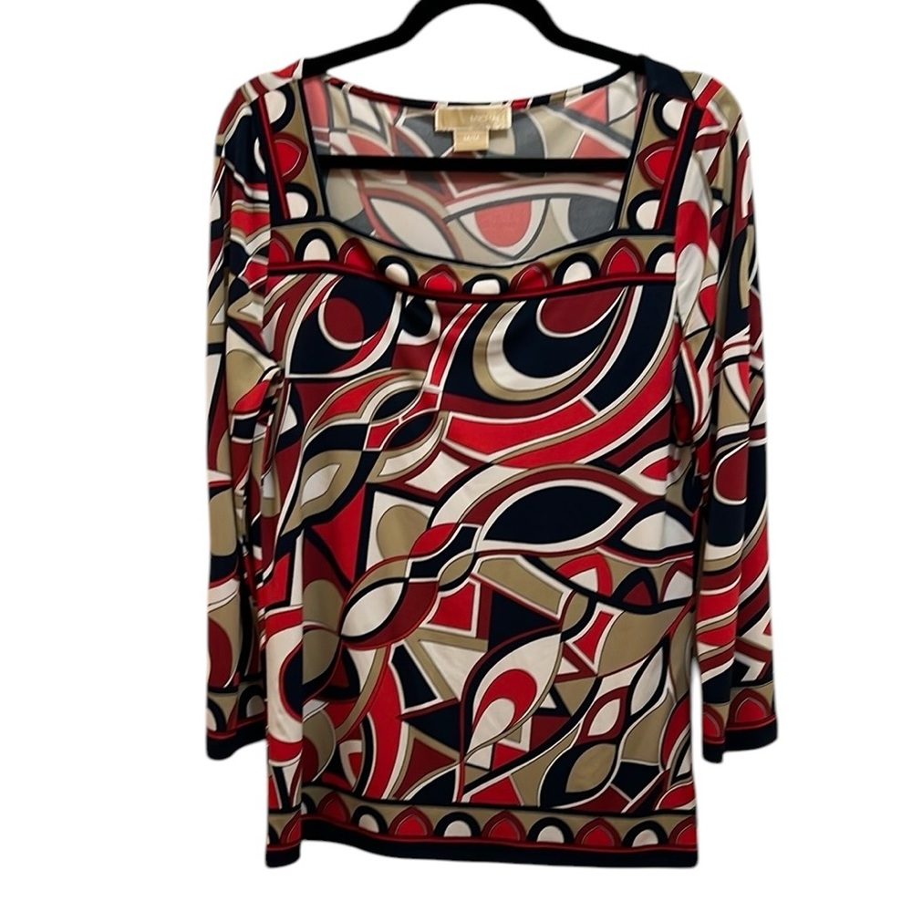 Michael Kors Multicolored Graphic Tunic Top Office Siren Corpcore